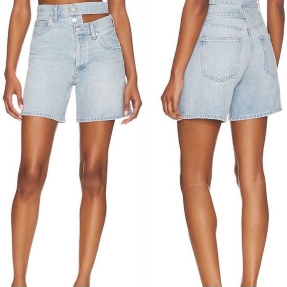 Agolde Broken Waistband Denim Shorts. Blue Size 26  New with Tags